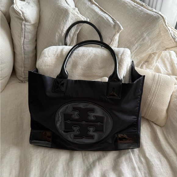 Tory Burch Small Ella Tote Bag in Black - Picture 8 of 16